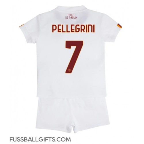 AS Roma Lorenzo Pellegrini #7 Fußballbekleidung Auswärtstrikot Kinder 2022-23 Kurzarm (+ kurze hosen)